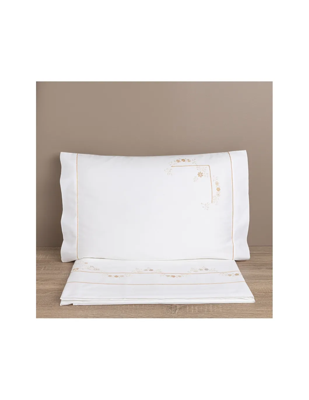 500 Fios - Jogo de lençóis 100% algodão cetim branco - Lenzuola Ricamate