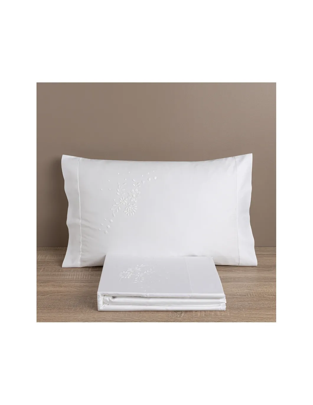 500 Fios - Jogo de lençóis 100% algodão cetim branco - Lenzuola Ricamate