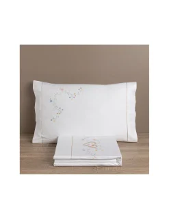 500 Fios - Jogo de lençóis 100% algodão cetim branco - Lenzuola Ricamate