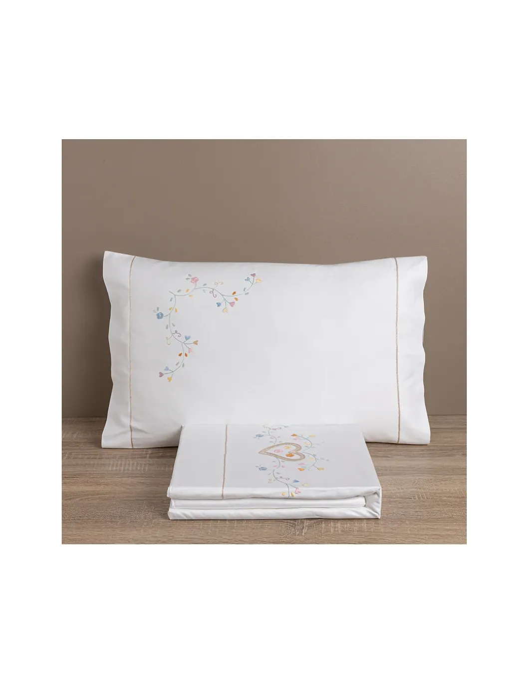 500 Fios - Jogo de lençóis 100% algodão cetim branco - Lenzuola Ricamate