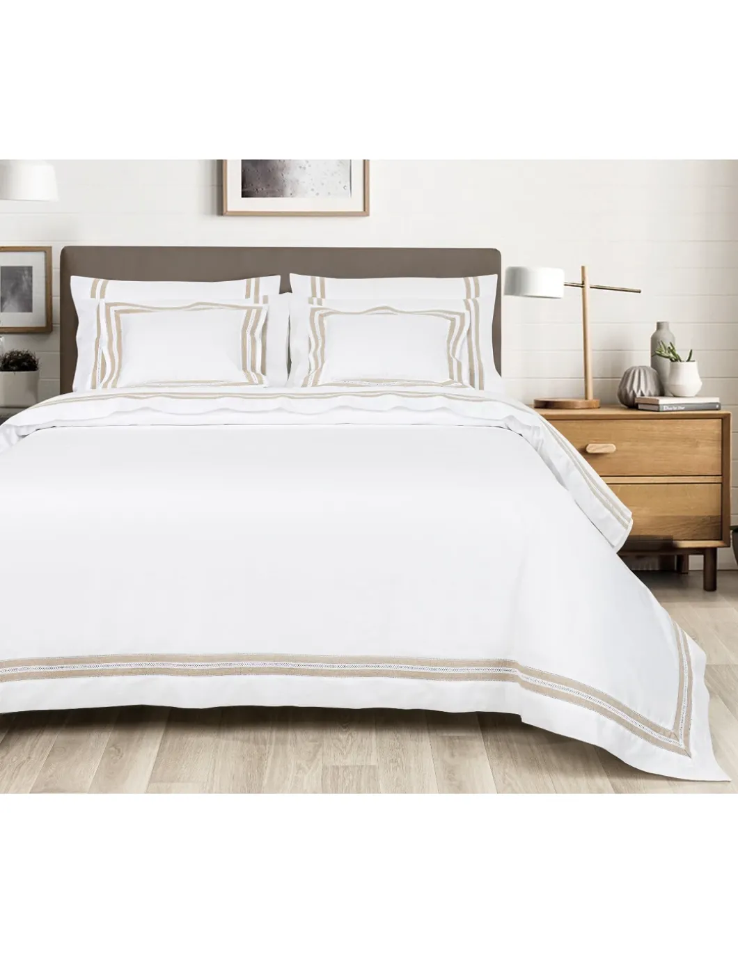 500 Fios - Jogo de lençóis 100% algodão cetim branco - Lince