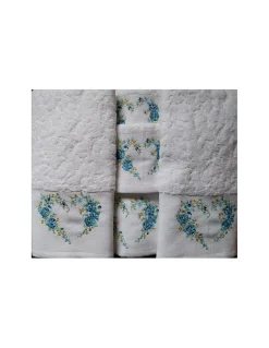 6 toalhas de banho bordadas 100% algodão com 520 gr./m2