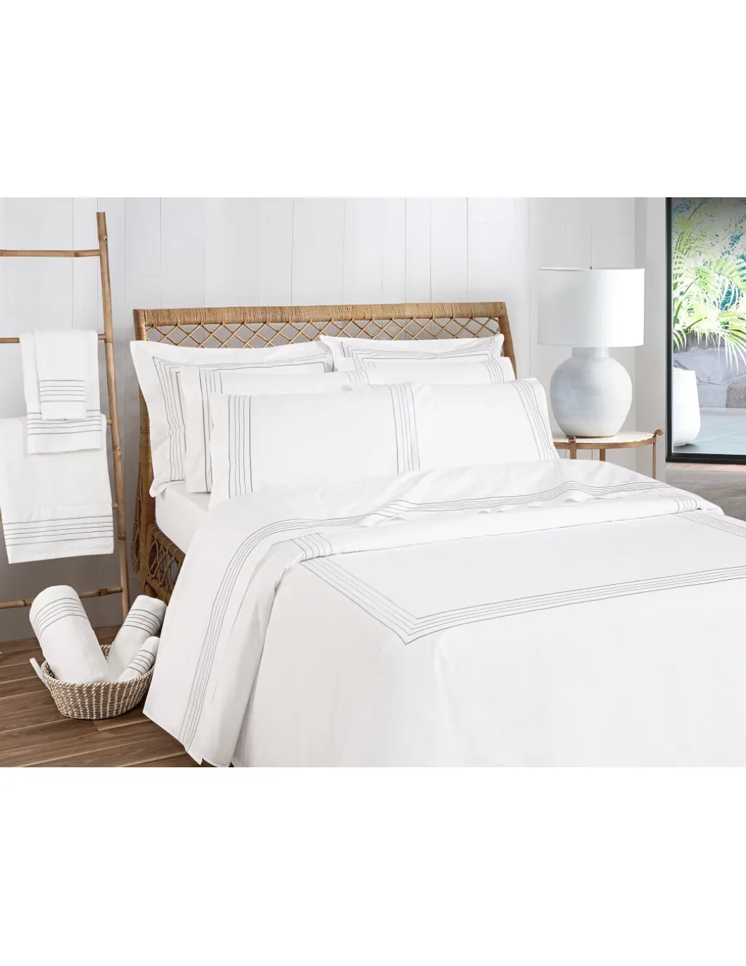 Cama 105x200 cm - 1000 Fios - Jogo de lençóis 100% algodão cetim branco - Rolex