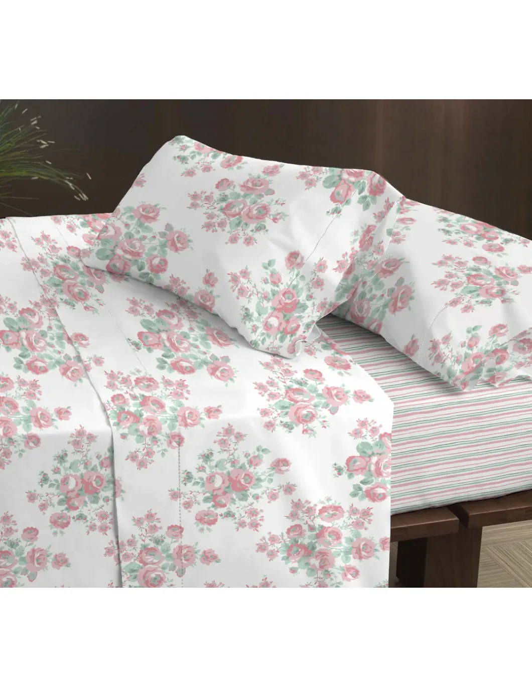 Cama 180x200+30 cm - Jogo de lençóis - Tecido 100% algodão percal 200 fios - Coelima