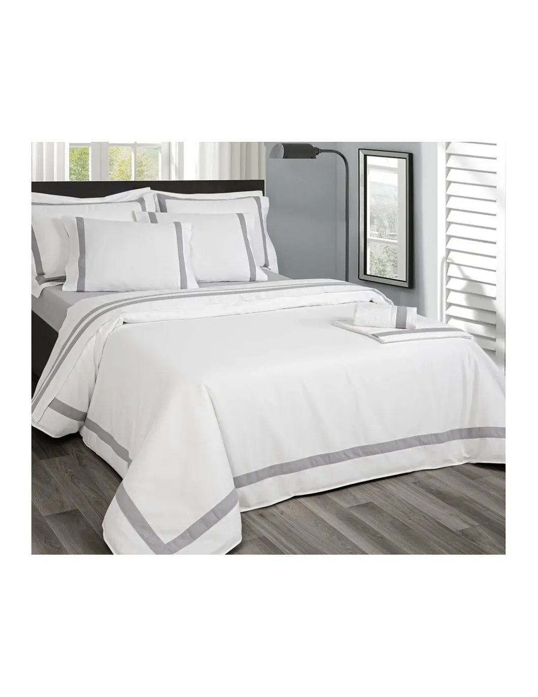 Cama 160x200 cm - Percal 400 Fios - Jogos de lençóis cor branco - Premium Duplo