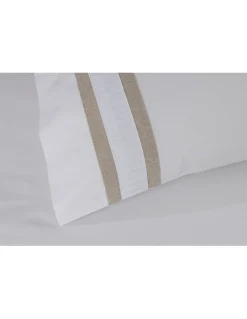 Cama 160x200 cm - Percal 400 Fios - Jogos de lençóis cor branco - Premium Eliot