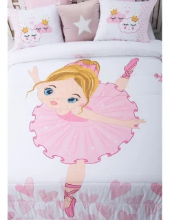 Edredom infantil bailarina - Edredom infantil rosa com almofadas