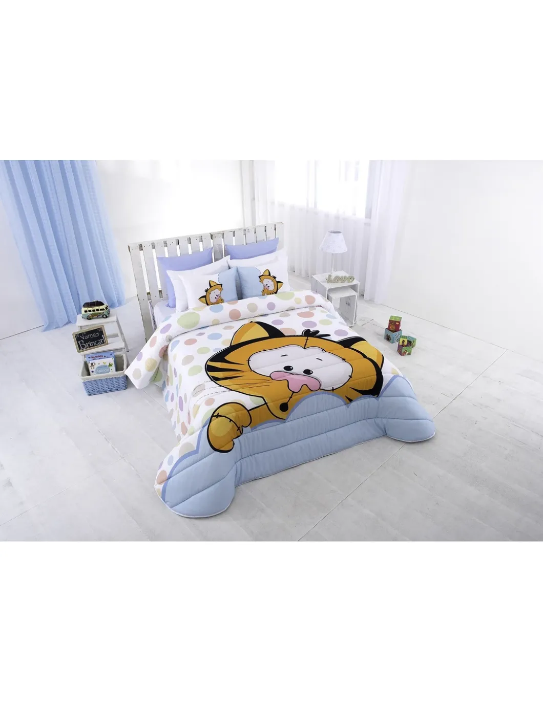 Edredom infantil Fred - Edredom infantil azul com almofadas