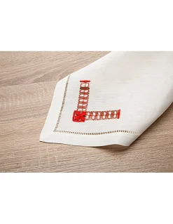 Individual de mesa 100% linho + 1 guardanapo de linho natal - Bordados da Lixa