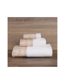 Jogo de 3 toalhas 100% algodão  600 gr./m2  - C/ renda aplicada Luxor