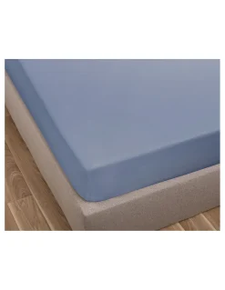 lençol de baixo ajustável 140x200 + 30 cm - Lençol capa cama 140 - Lençol azul algodão percal