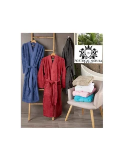 Robe kimono 100% algodão penteado em azul turquesa- Portugal Natura