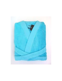 Robe kimono 100% algodão penteado em azul turquesa- Portugal Natura