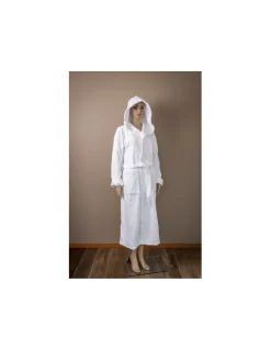 Robe kimono C/ capuz 100% algodão penteado cor branco - Portugal Natura