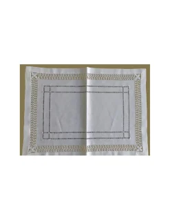 52x37 cm - Individuais de mesa 100% linho bordado a mão - bordados da lixa