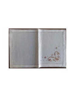 52x37 cm - Individuais de mesa 100% linho bordado a mão - bordados da lixa