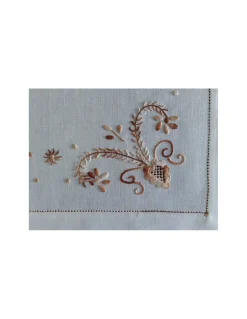 52x37 cm - Individuais de mesa 100% linho bordado a mão - bordados da lixa