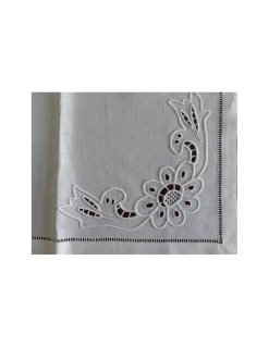 52x37 cm - Individuais de mesa 100% linho bordado a mão - bordados da lixa