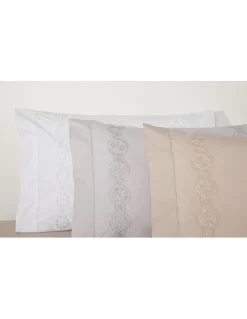 240x220 cm - L´artisan algodão percal branco 200 fios - Bordado Alower C/ ajour