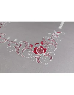 180x360 cm - Toalha de mesa 100% linho bordada a mão