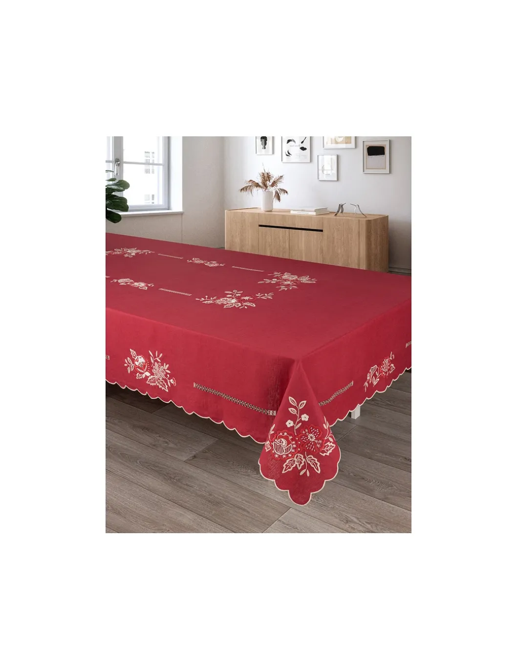 180x295 cm - Toalha de mesa 100% linho bordada a mão - Creative 2024 Cerize