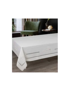 180x360 cm - Toalha de mesa 100% linho bordada a mão