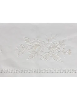 180x360 cm - Toalha de mesa 100% linho bordada a mão