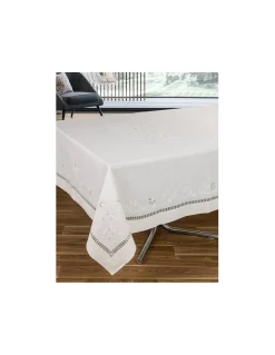 180x305 cm - Toalha de mesa 100% linho bordada a mão