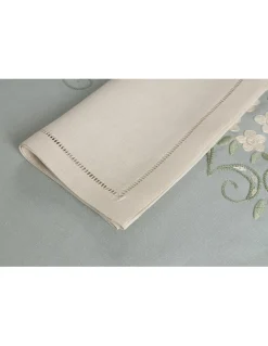 180x275 cm - Toalha de mesa 100% linho bordada a mão + 12 guardanapos 50x50 cm