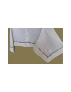 175x300 cm - Toalha de mesa de linho bordada a mão - Bordados matiz e richelieu - bordados da lixa