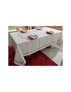 180x270 cm - Toalha de mesa de linho bordada a mão - Toalha de mesa de natal - Bordados da Lixa