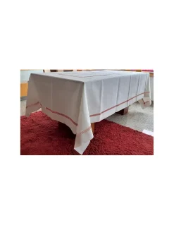 180x270 cm - Toalha de mesa de linho bordada a mão - Toalha de mesa de natal - Bordados da Lixa