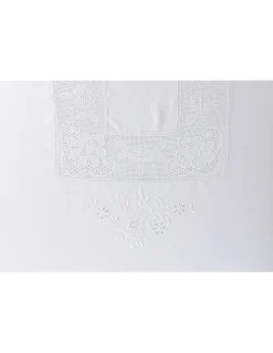180x350 cm - Toalha de mesa de linho bordada C/ crochê a mão
