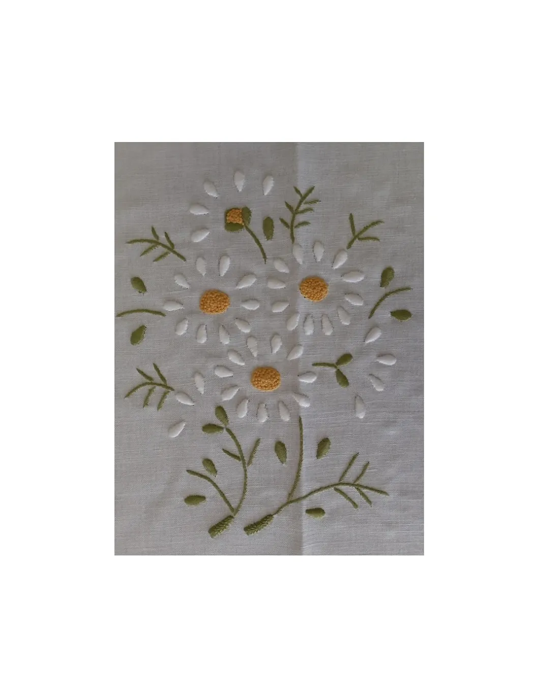 175X380 CM - Toalha de mesa de linho bordada a mão - bordados da lixa