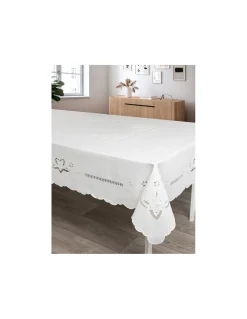 180x290 cm - Toalha de mesa de linho bordada a mão