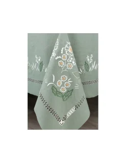 180x280 cm - Toalha de mesa de linho bordada a mão + 8 guardanapos