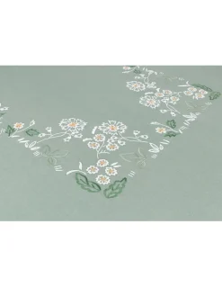 180x280 cm - Toalha de mesa de linho bordada a mão + 8 guardanapos