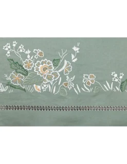 180x280 cm - Toalha de mesa de linho bordada a mão + 8 guardanapos