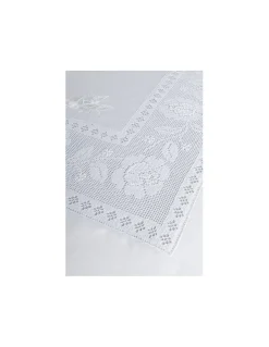 170x270 cm - Toalha de mesa de linho bordada C/ crochê a mão