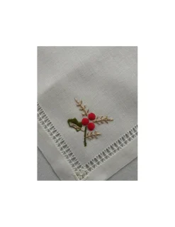 180x350 cm - Toalha de mesa de linho bordada a mão - Toalha de mesa de natal - Bordados da Lixa