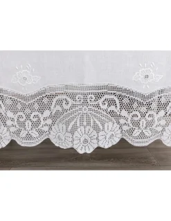 170x270 cm - Toalha de mesa de linho bordada C/ crochê a mão