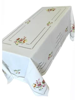 175x275 cm Toalha de mesa de linho bordada a mão - bordados da lixa - Toalha Creative Floral