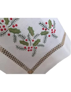 175x275 cm Toalha de mesa de linho bordada a mão -  bordados da lixa - Creative Navidad / Natal
