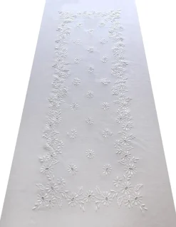 170x270 Toalha de mesa de linho bordada a mão - Bainha de linhas G. Seda