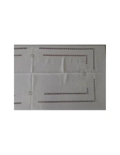 180x350 Toalha de mesa de linho bordada a mão - bordados da lixa