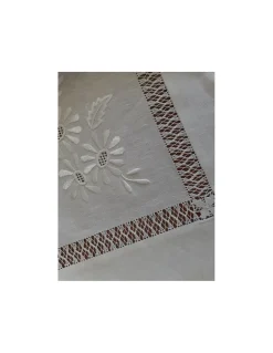 180x280 Toalha de mesa de linho bordada a mão - Toalha de mesa bordada algodão / seda