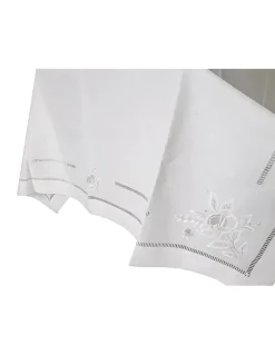 180x350 Toalha de mesa de linho bordada a mão - bordados da lixa