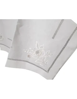 180x350 Toalha de mesa de linho bordada a mão - bordados da lixa