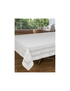 180x360 Toalha de mesa de linho bordada a mão - 6 bainhas ajour