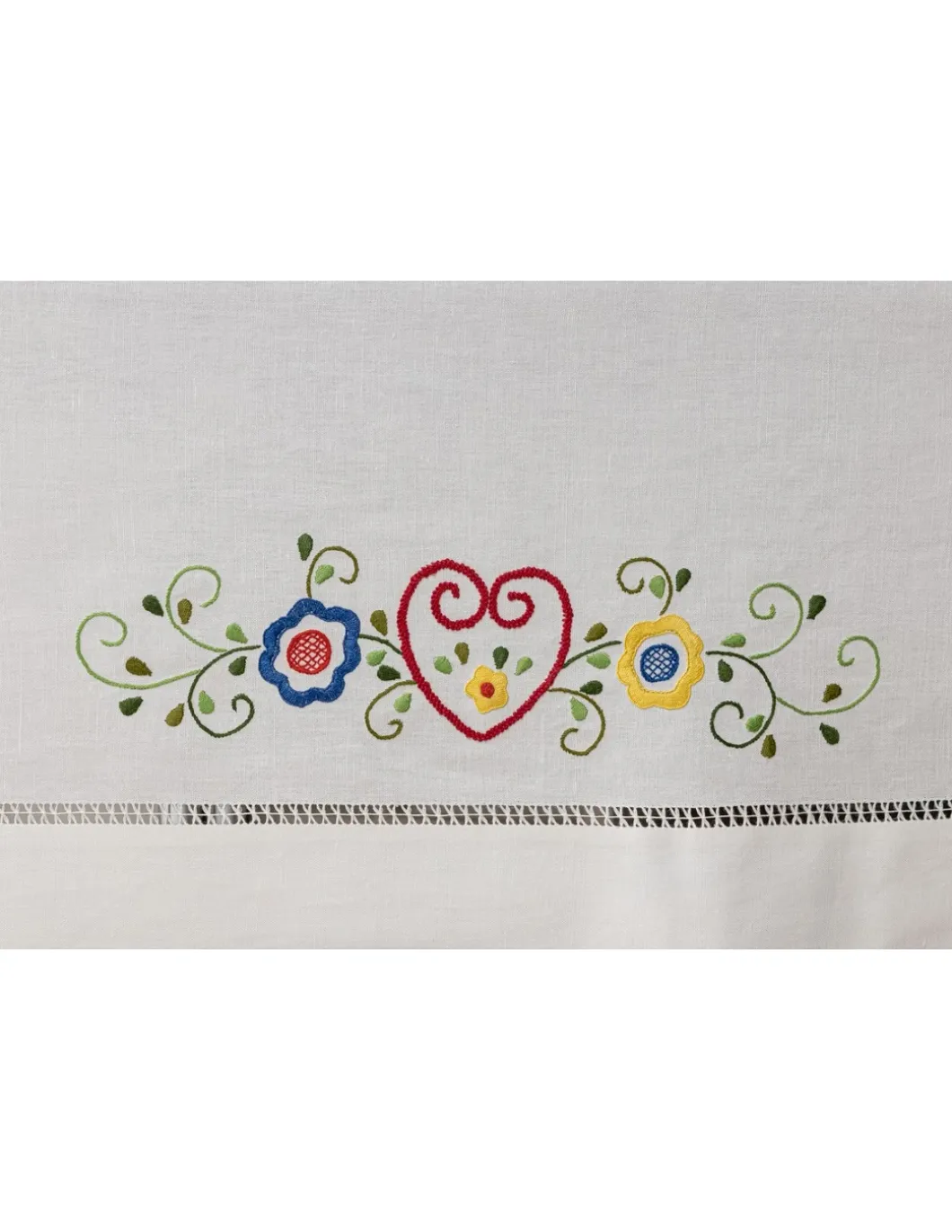 175x275 Toalha de mesa de linho bordada a mão - Namorados